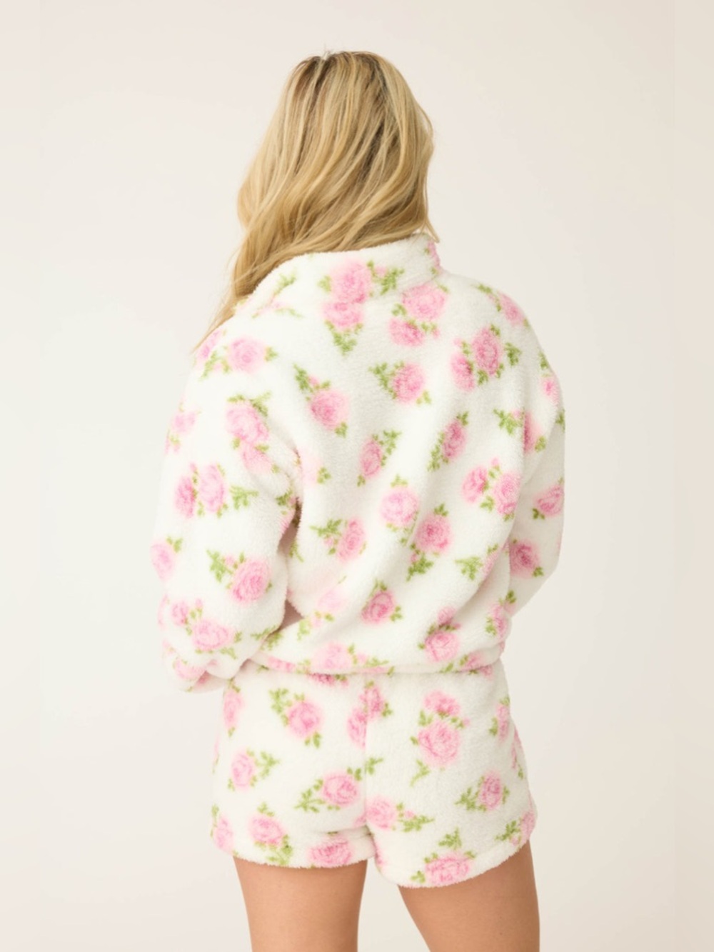 P.J. Salvage Let’s Get Cozy Floral Fleece Pullover Jacket Quarter Zip S - Picture 3 of 11